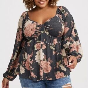 Torrid Size 0 Sweetheart Cinched Babydoll Top